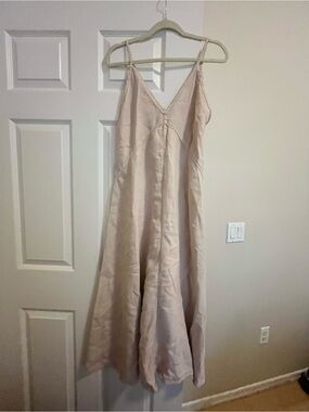 Zara Neutral Slip Maxi Dress in Light Beige